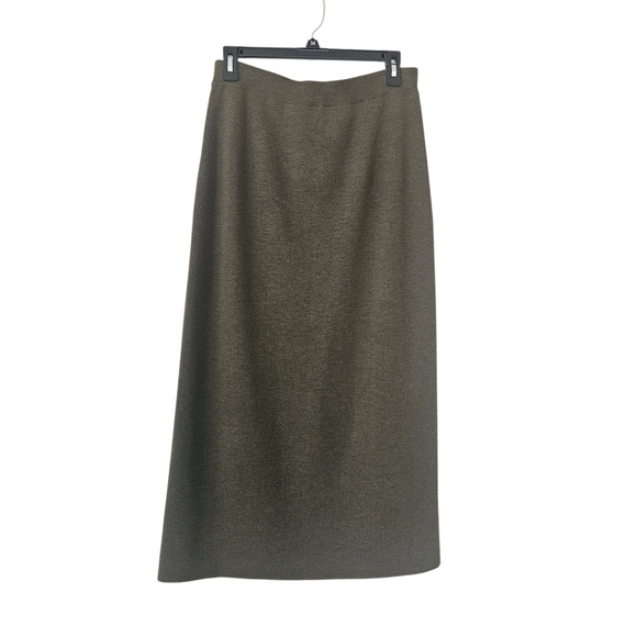 Eileen Fisher 100% Wool Rib Pencil Midi Skirt Size M